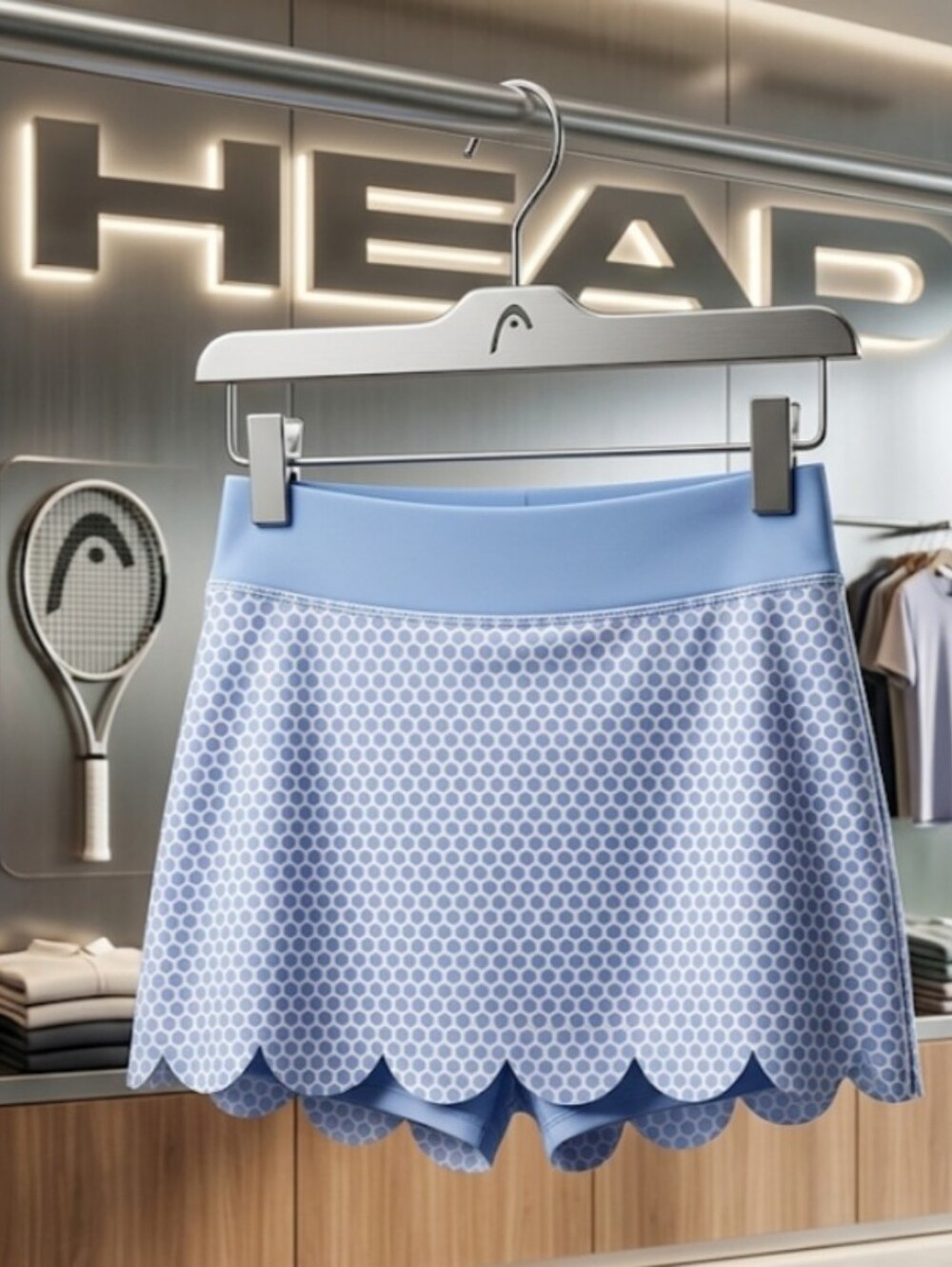 NWT HEAD Scalloped Performance Skort — Light Blue Geometric